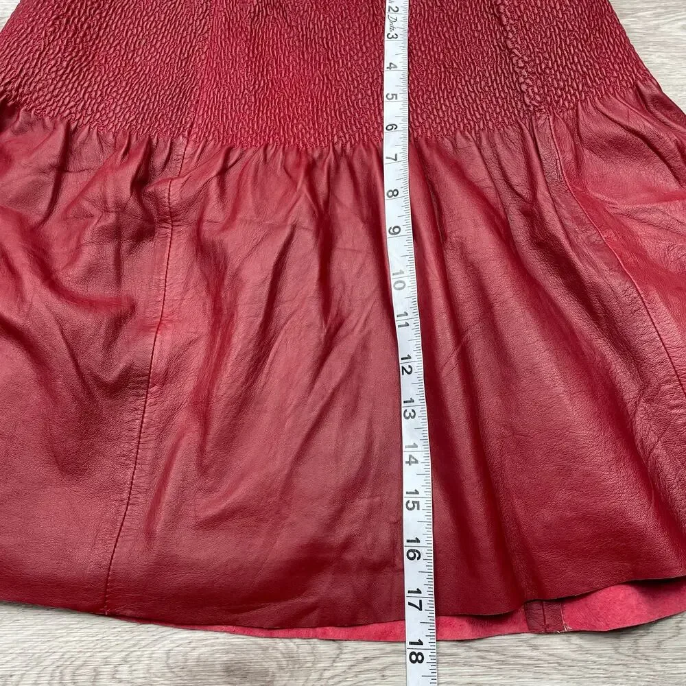 🔥Anthropologie Leifsdottier Smock Drop Waist Mini leather skirt boho coquette